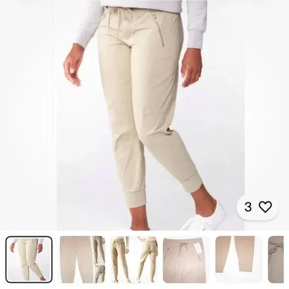 Athleta Tan Drawstring Joggers Size 4 - Picture 1 of 13